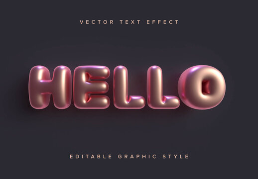 Metallic, Inflated 3D Text Effect Mockup