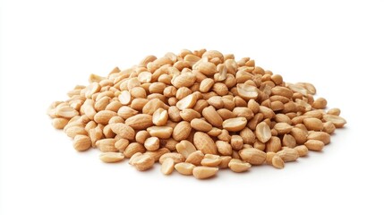 Fototapeta premium Organic Peanuts Piled on a Bright White Background for Healthy Snack or Culinary Use