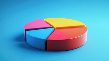 3D Pie Chart on Blue Gradient Background Representing PESTEL Analysis for Business Strategy and Marketing Insights