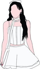 A digital art illustration featuring a stylish woman dressed in chic and minimalistic attire, embodying elegance and modern fashion aesthetics.