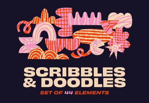 Set of Cutout Doodle and Scribble Elements