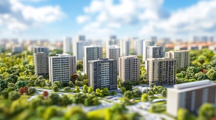 Real Estate Development Market Analysis Urban Model with High-Rise Buildings and Green Spaces