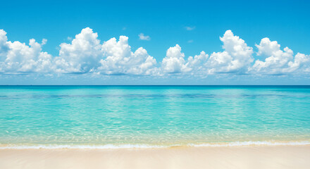 Fototapeta premium Beautiful sandy beach scenery at tropical resort