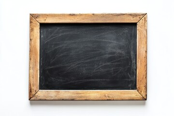Rustic chalkboard on white background, blank space for message, education concept