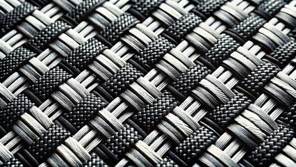 Obraz premium Black and White Textile Texture: Repetitive Geometric Pattern for Backgrounds & Surface Designs