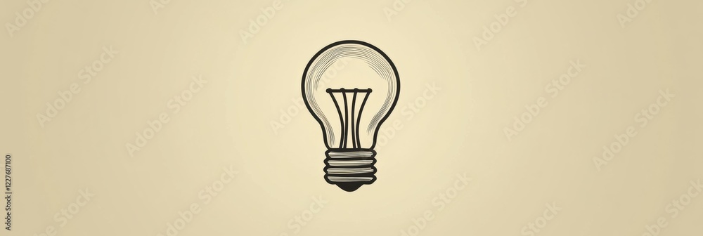 Fototapete classic light bulb design illustrated on a soft beige background with smooth lines and details for a