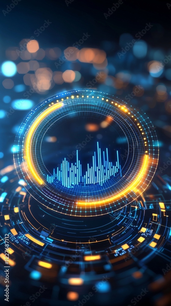 Poster dynamic data visualization digital realm abstract graphic futuristic environment high-tech viewpoint