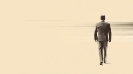 Man in suit walking away, leaving blurred lines behind.