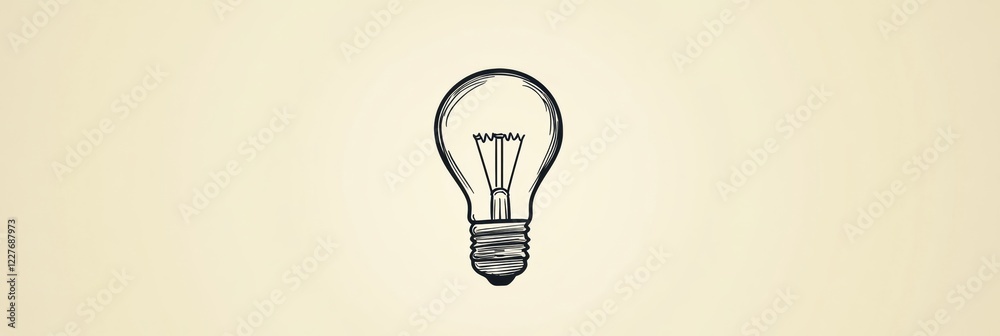 Poster Unique illustration of a light bulb with clear lines and a minimalistic design set against a light background. Generative AI