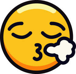 Emoji of a yellow face blowing a puff of air with closed eyes.