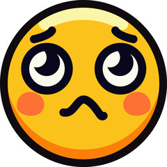 Cute sad emoji with big eyes and blushing cheeks.