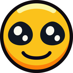 Fototapeta premium Cute emoji with large eyes and a happy expression.