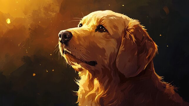 Golden Retriever Memorial Artwork Tribute for Remembering Beloved Pets Customizable Text Space
