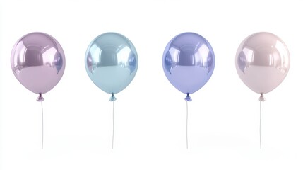 Four balloons of different colors are floating in the air