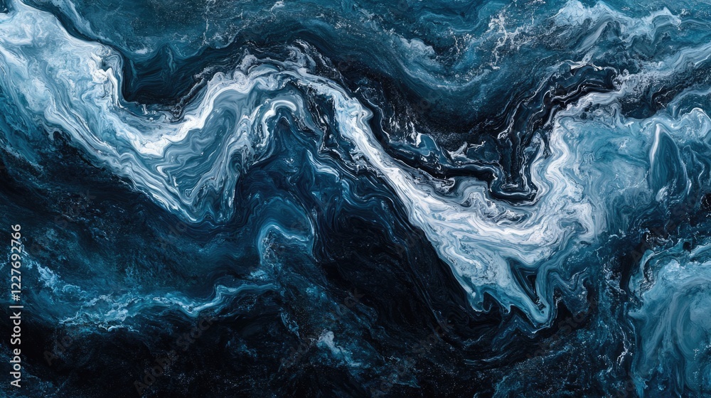 Poster dark blue abstract waves in a swirling design creating a textured background ideal for digital art a