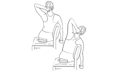 Simple Line Drawing of Chair Neck Stretch Exercise