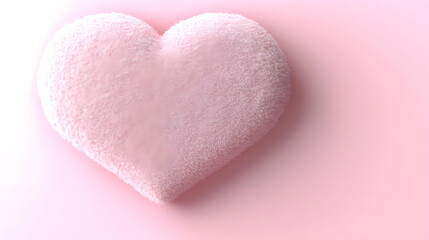 Fototapeta premium Fluffy pink heart, pastel background, Valentine's
