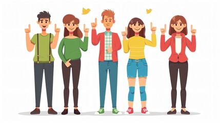 Fototapeta premium Customer Satisfaction: Thumbs Up! Positive Student Reviews in Classroom Setting