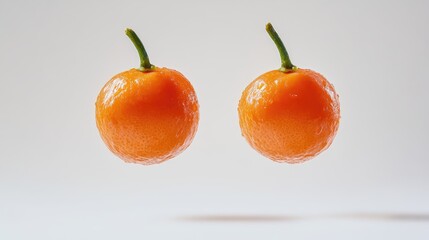 Realistic Floating Clementine Oranges Isolated on Clean White Background for Freshness and Fruit Themes