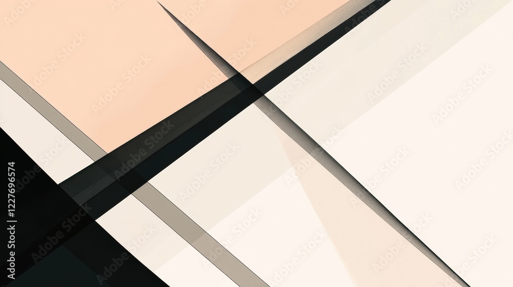 Aufkleber Abstract geometric art with intersecting lines and soft colors presented in a modern style for design enthusiasts. Generative AI