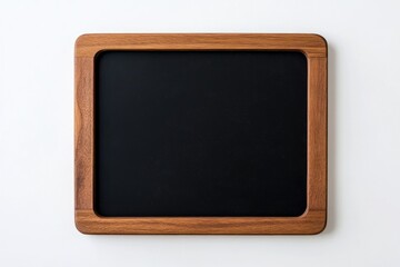 Blank wooden framed chalkboard;  white background; menu mockup