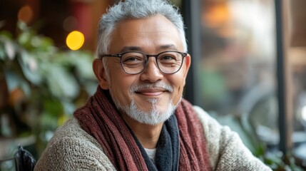 Happy senior couple enjoying a joyful dinner together in a cozy setting surrounded by greenery and warm lights.