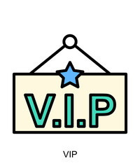 Color filled black line product presentation icon