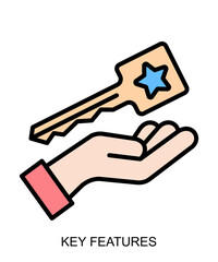 Color filled black line product presentation icon