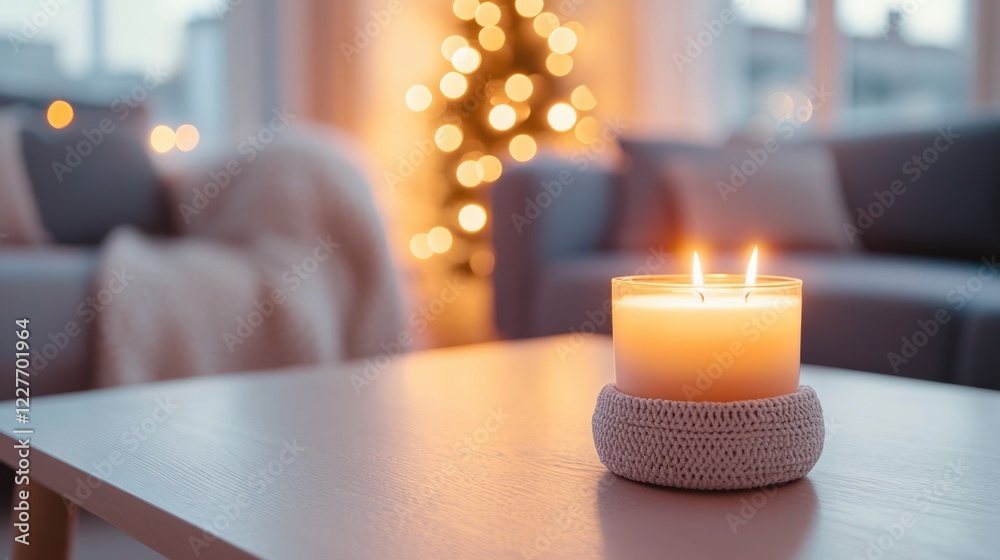 Poster cozy candlelight setting with warm ambiance and space for your text or creative ideas in a serene ho