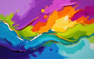 Vibrant Abstract Painting Colorful Swirls Thick Impasto Texture Modern Art Canvas