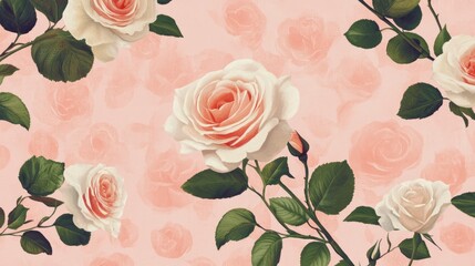 Elegant rose flowers against a soft pastel pink background perfect for Valentine's Day celebrations and romantic invitations.