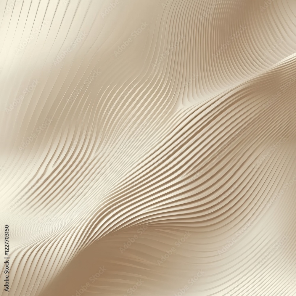 Aufkleber Textured beige fabric drapes elegantly with flowing lines and curves. Generative AI