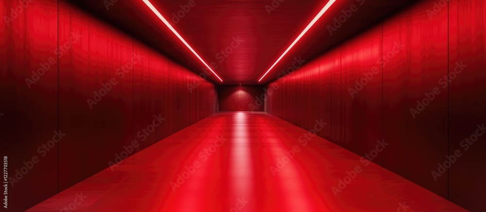 Poster red abstract tunnel with glowing lights and motion blur ideal for text insertion and modern design e
