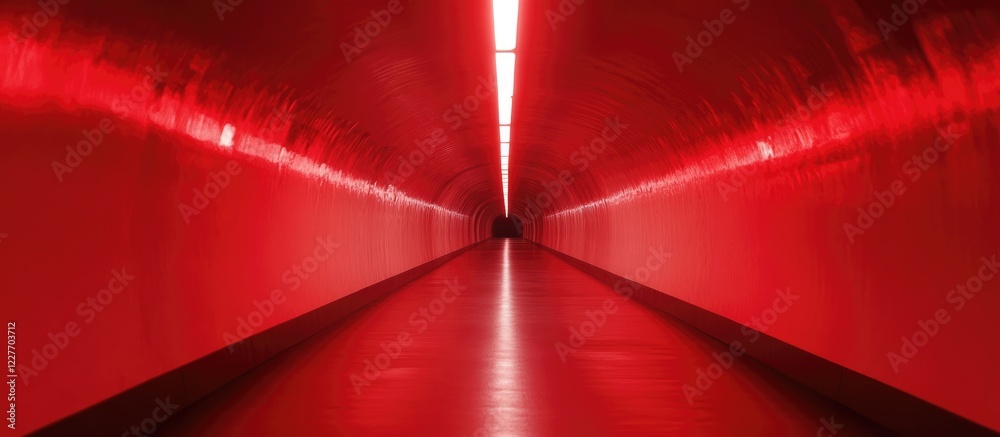 Poster red abstract tunnel with glowing light and motion blur creating spacious background for text or grap