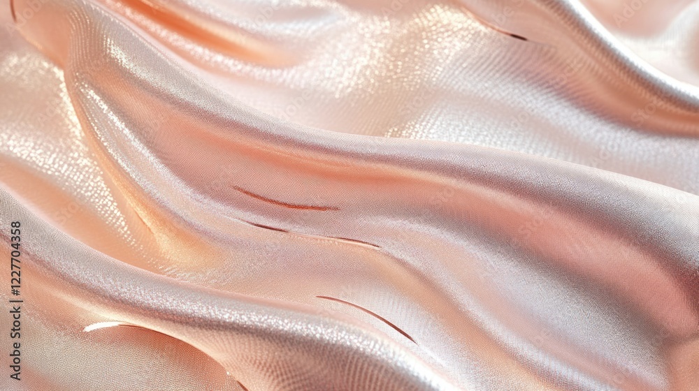 Poster elegant rose gold satin fabric with a luxurious shimmering texture ideal for backgrounds and stylish