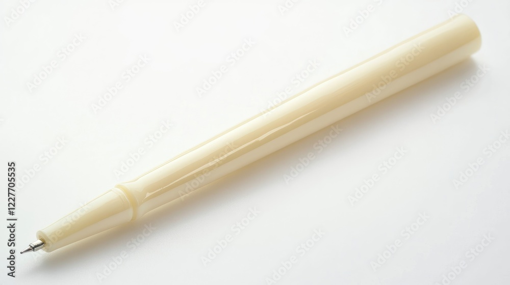 Poster elegant cream colored pen on clean white background displaying fine writing tip