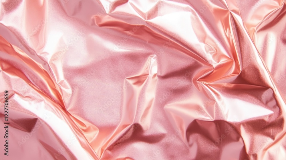 Poster rose gold metallic foil texture with shiny iridescent surface showcasing elegant crumpled design for