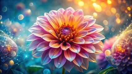 Close-up floral surrealism: double exposure creates abstract botanical art, a fantasy bloom.