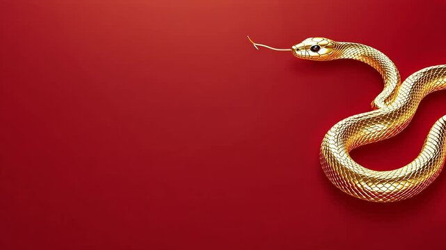 golden snake on red background