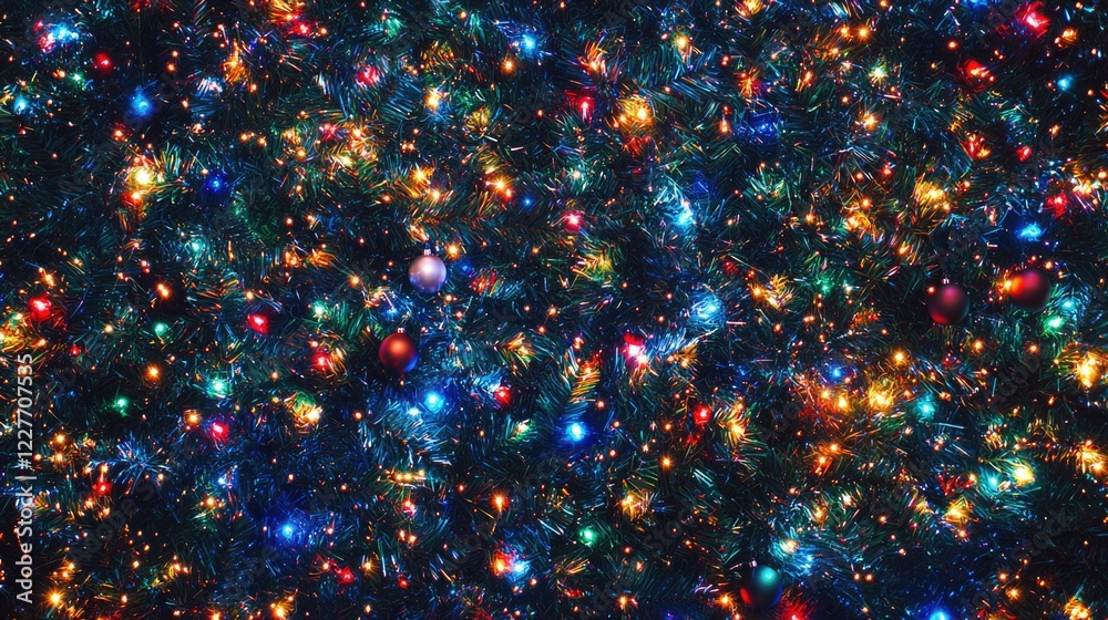 Poster colorful christmas and new year sparkler background aerial view with twinkling lights and copy space