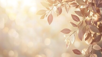 Obraz premium Golden leaves illuminate a soft autumnal background