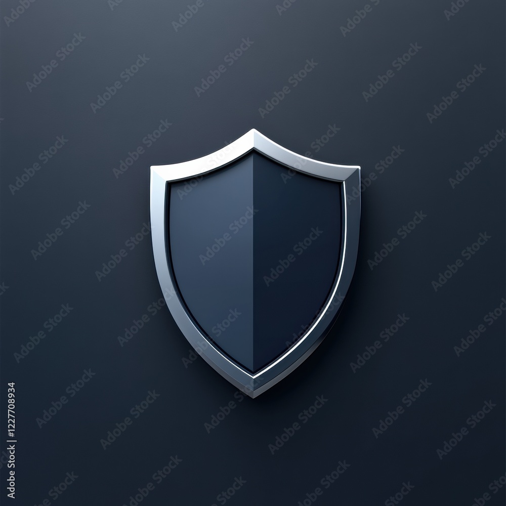 Fototapete stylish metallic shield icon representing protection and security with a dark background. generative