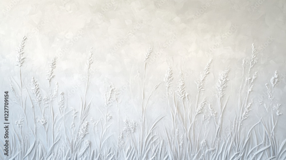 Poster serene textured tall grasses against a soft white background evoking tranquility and peacefulness in