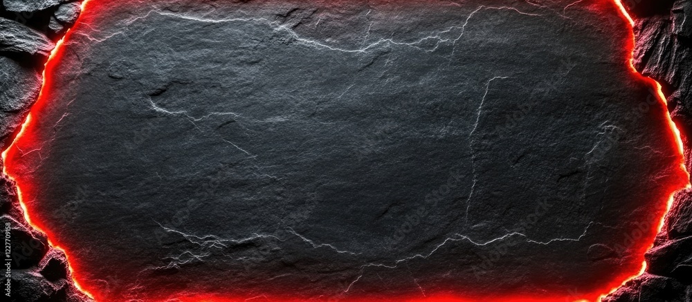 Poster Red Glowing Border with Slate Texture Providing Empty Space for Custom Text or Graphics