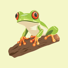 A cartoon frog on a branch vector illustration 