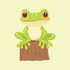 A cartoon frog on a branch vector illustration 