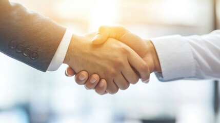 Business partners shaking hands in a warm office setting symbolizing successful resolution and respectful communication after addressing customer issues