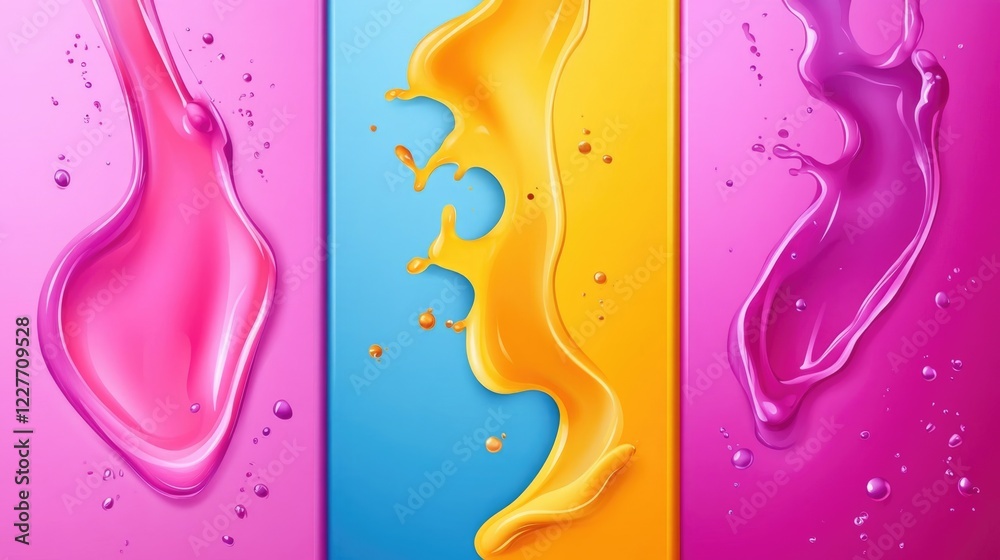 Aufkleber Vibrant abstract liquid splashes in energetic colors creating a dynamic and eye-catching background composition