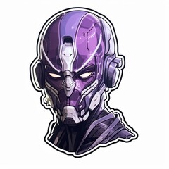 Futuristic Cybernetic Character with Purple Armor and Technology