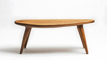 Fototapeta premium 5. A wooden coffee table with elegant legs and natural finish, set on a white surface